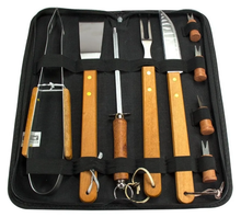 Carregar imagem no visualizador da galeria, Kit Churrasco Aço Inox Acabamento em Madeira
